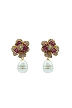 Marni Pink Flower Pearl Stud