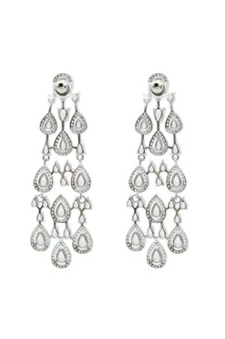 Corrine Silver Embellished Drop Earrings -Alamour The Label Shop 499
