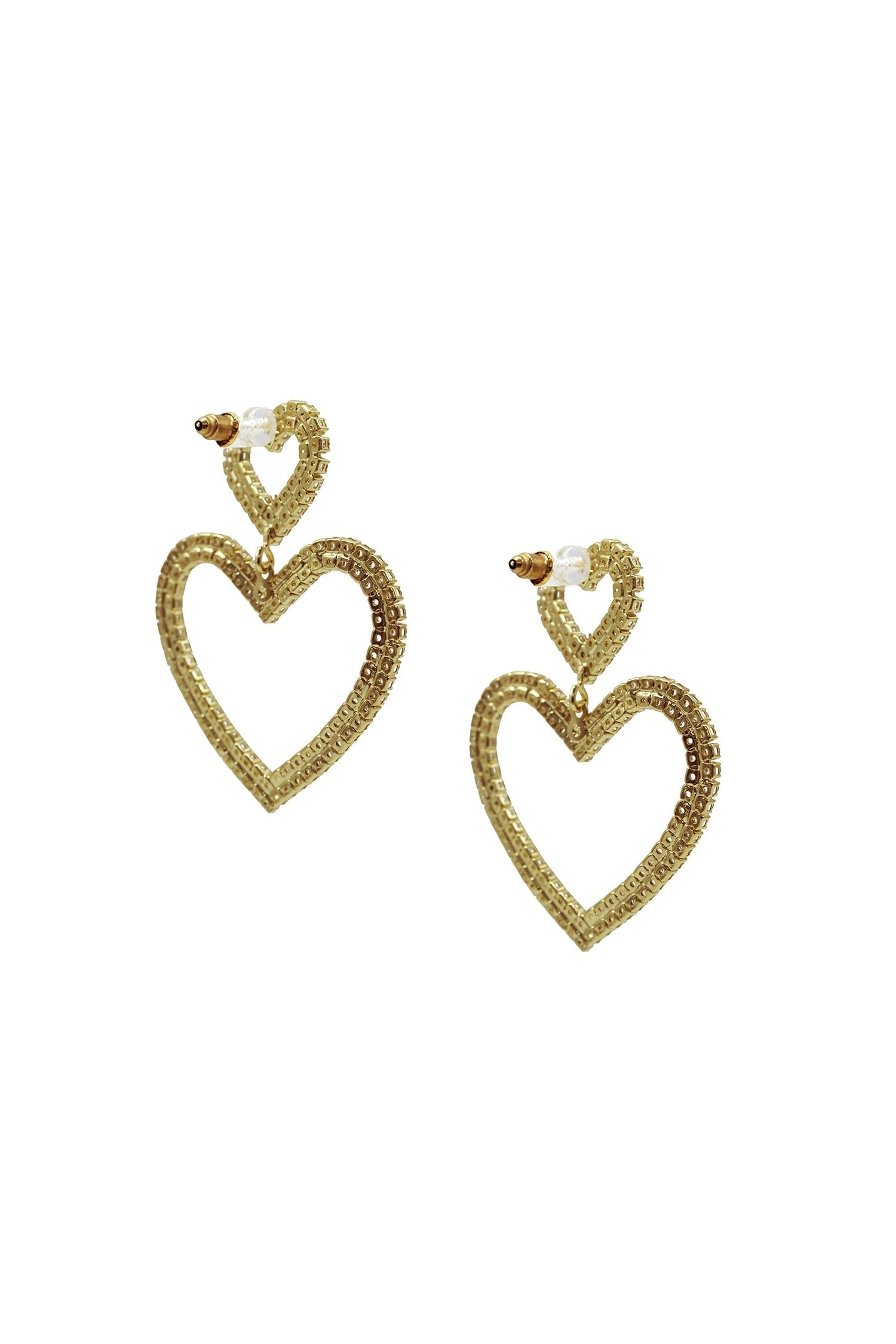 Chloe Gold Embellished Duo Heart Earrings 5 Chloe Gold Embellished Duo Heart Earrings - Image 3