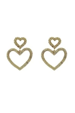 Chloe Gold Embellished Duo Heart Earrings