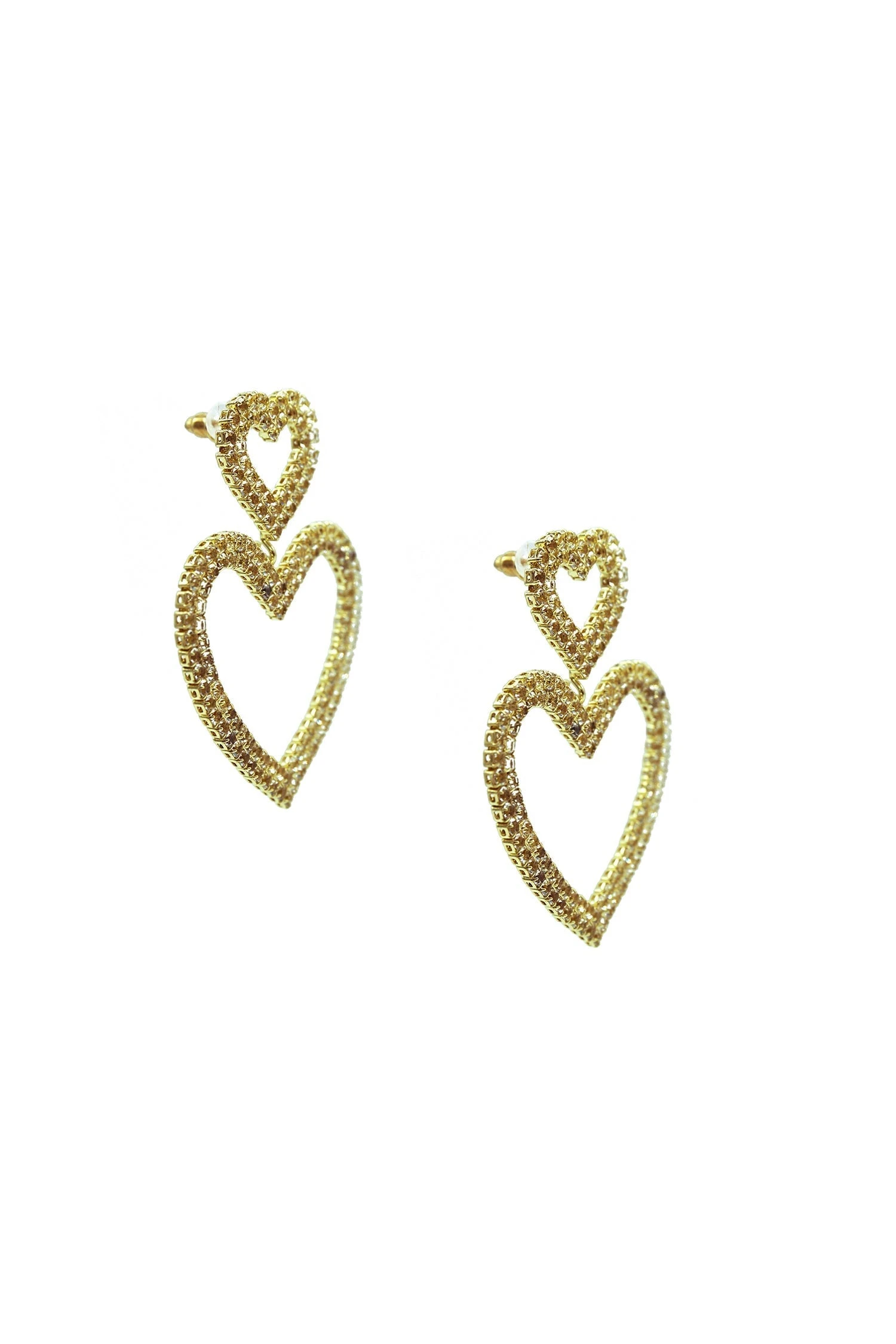 Chloe Gold Embellished Duo Heart Earrings 4 Chloe Gold Embellished Duo Heart Earrings - Image 2